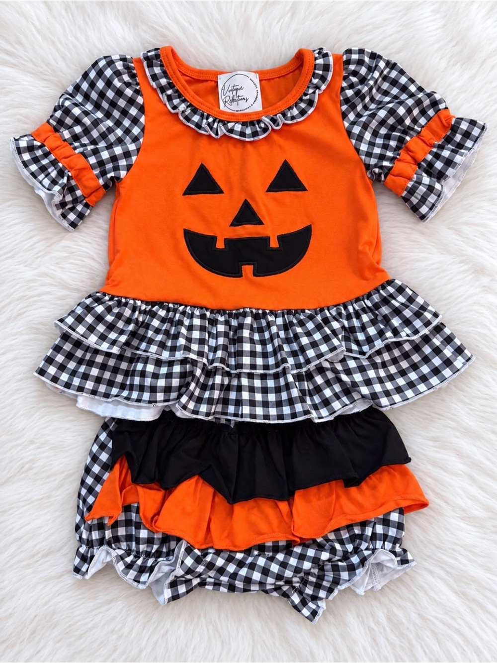 Halloween Jack O Lantern Appliqué Bloomer Set